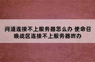 问道连接不上服务器怎么办 使命召唤战区连接不上服务器咋办